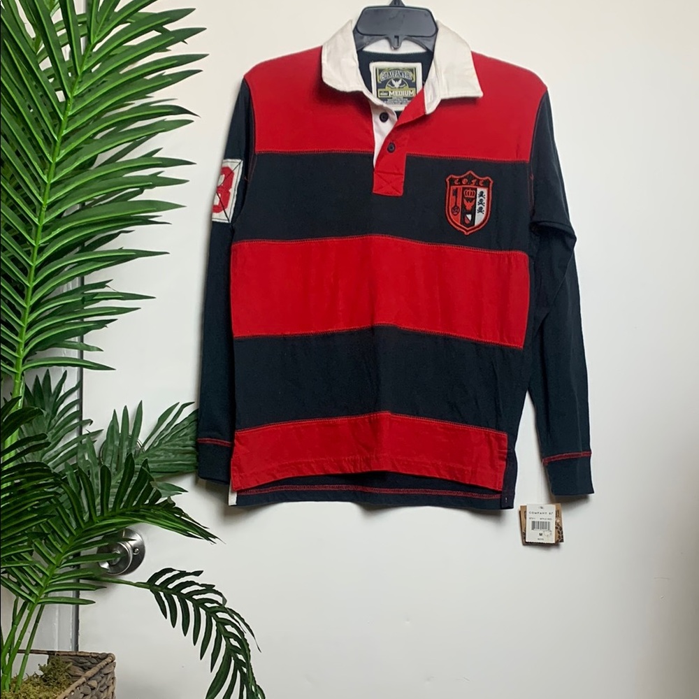 Red and Black Striped Rugby Shirt